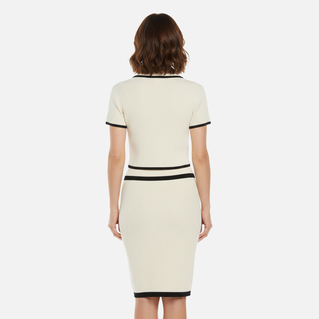 Laurior | Ensemble deux pièces élégant en tricot noir pour femme