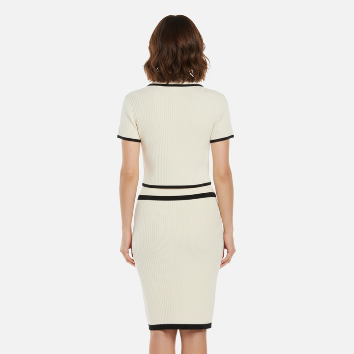 Laurior | Ensemble deux pièces élégant en tricot noir pour femme