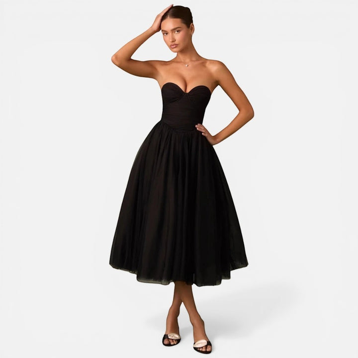 Laurior | Robe tube femme extensible confortable décontractée d’été, robe noire élégante et féminine.