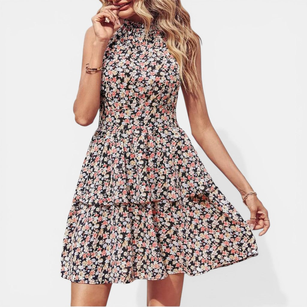 Laurior | Robe d'été à dos nu pour femme, pour la plage en tissu floral.