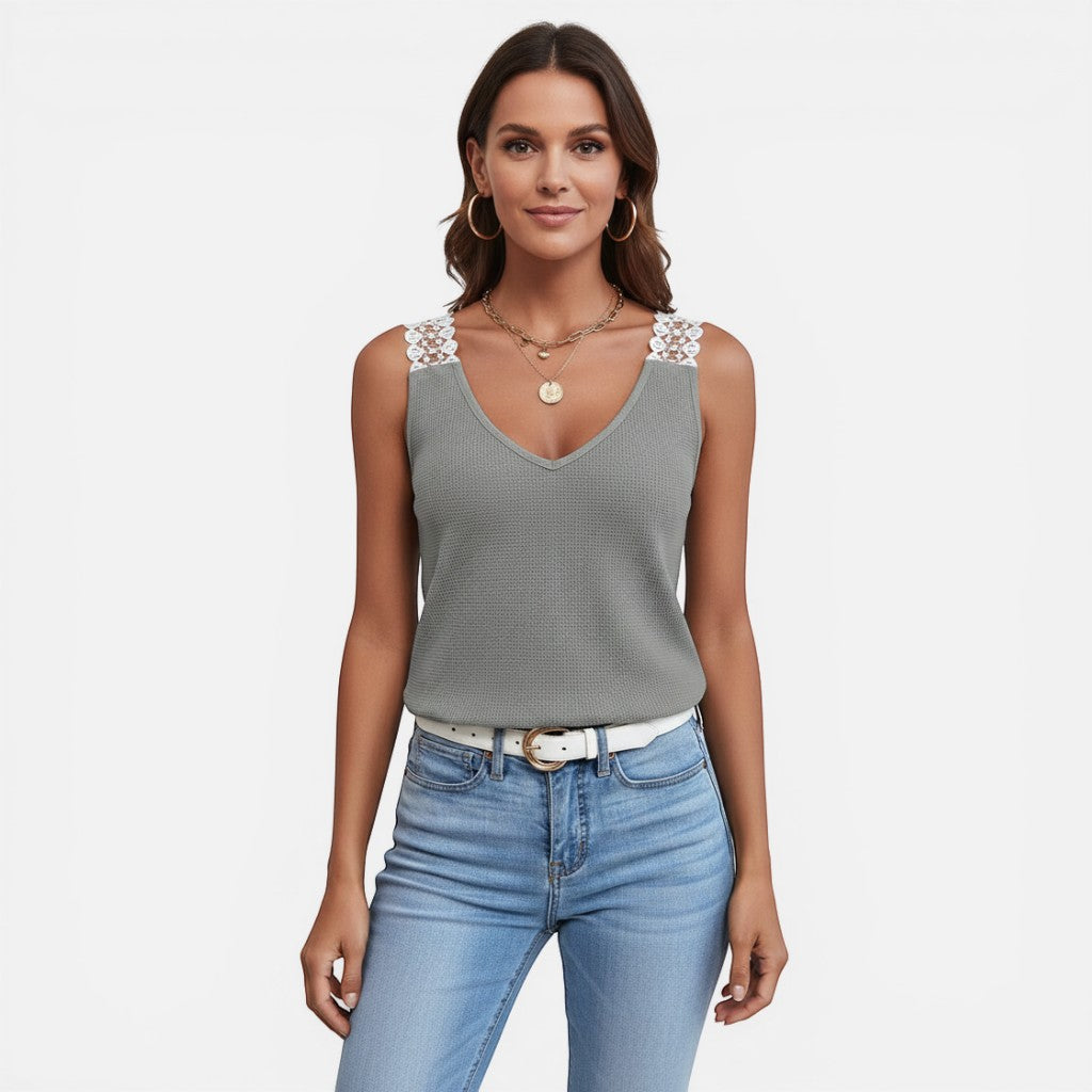 Laurior | Débardeur sans manches en dentelle pour femme, tenue décontractée pour l'été