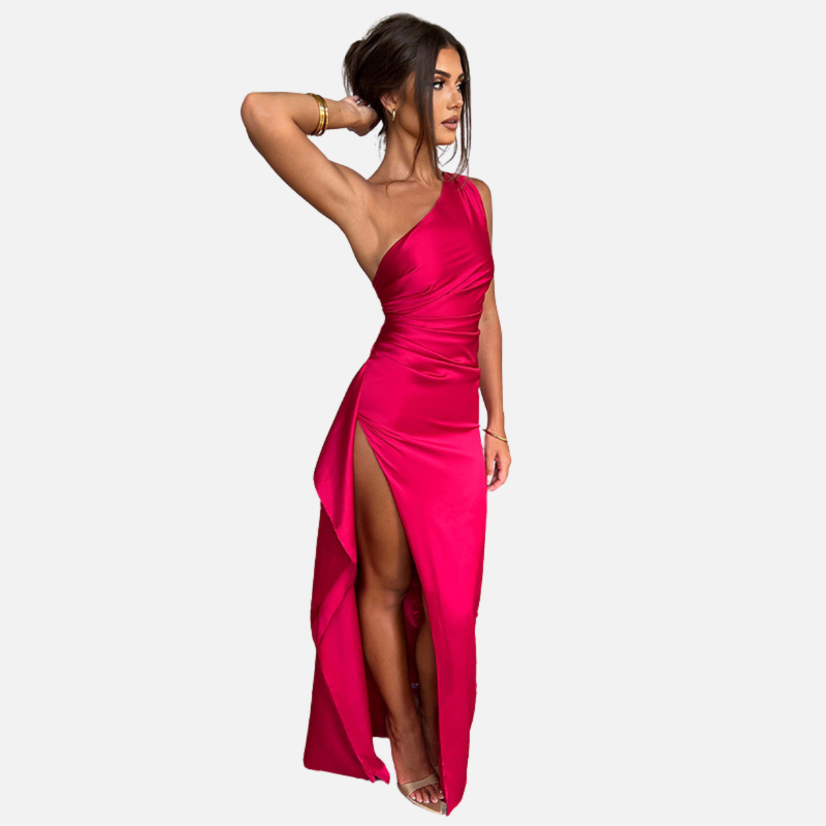 Laurior | Robe dos nu en satin pour femme coupe ajustée tenue formelle