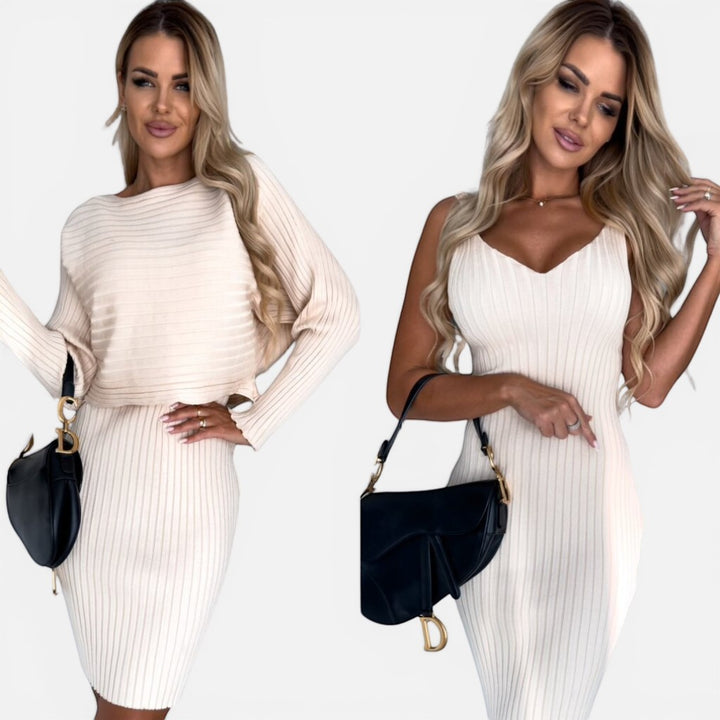 Laurior | Ensemble Top Maille Ajusté et Jupe Moulante Femme