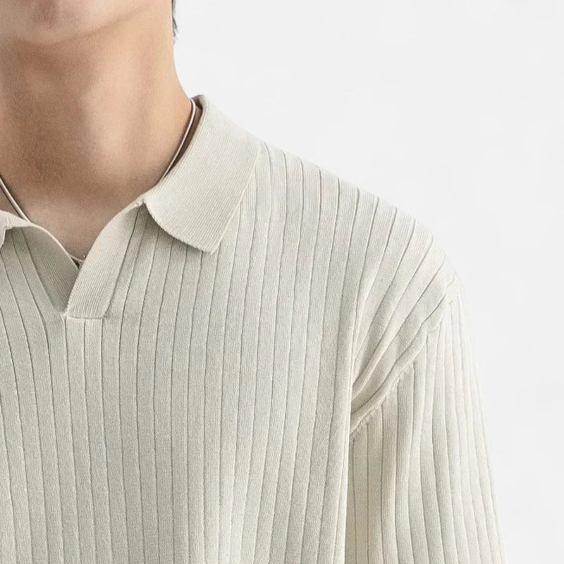 Laurior | Polo en Maille à Manches Courtes – Raffinement Côtelé et Style "Old Money" Homme