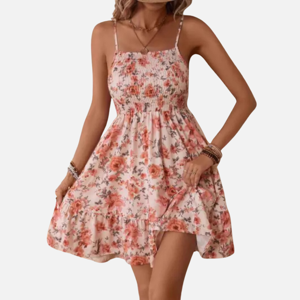 Laurior | Robe d'été en coton pour femme, épaules dénudées, imprimé floral