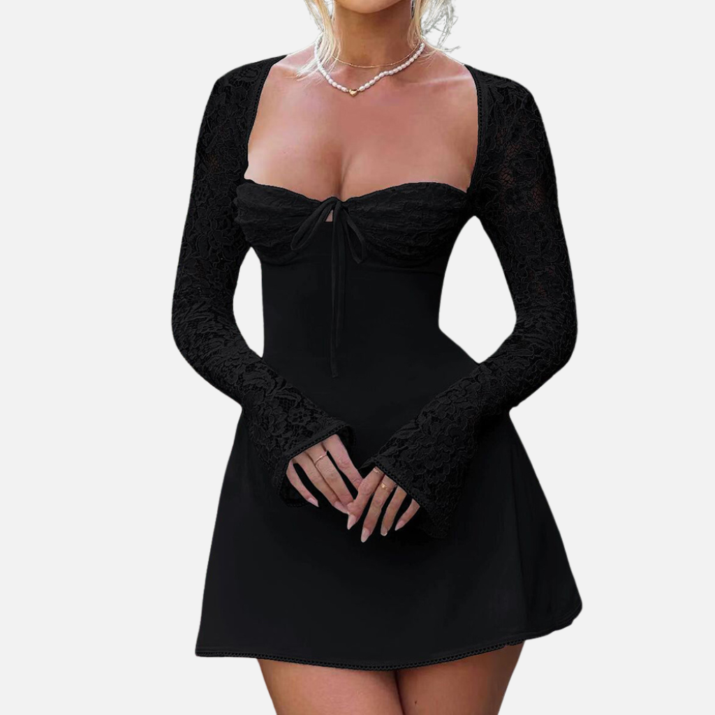 Laurior | Robe Mini en Dentelle Coupe Ajustée Dos Nu à Lacets pour Femme