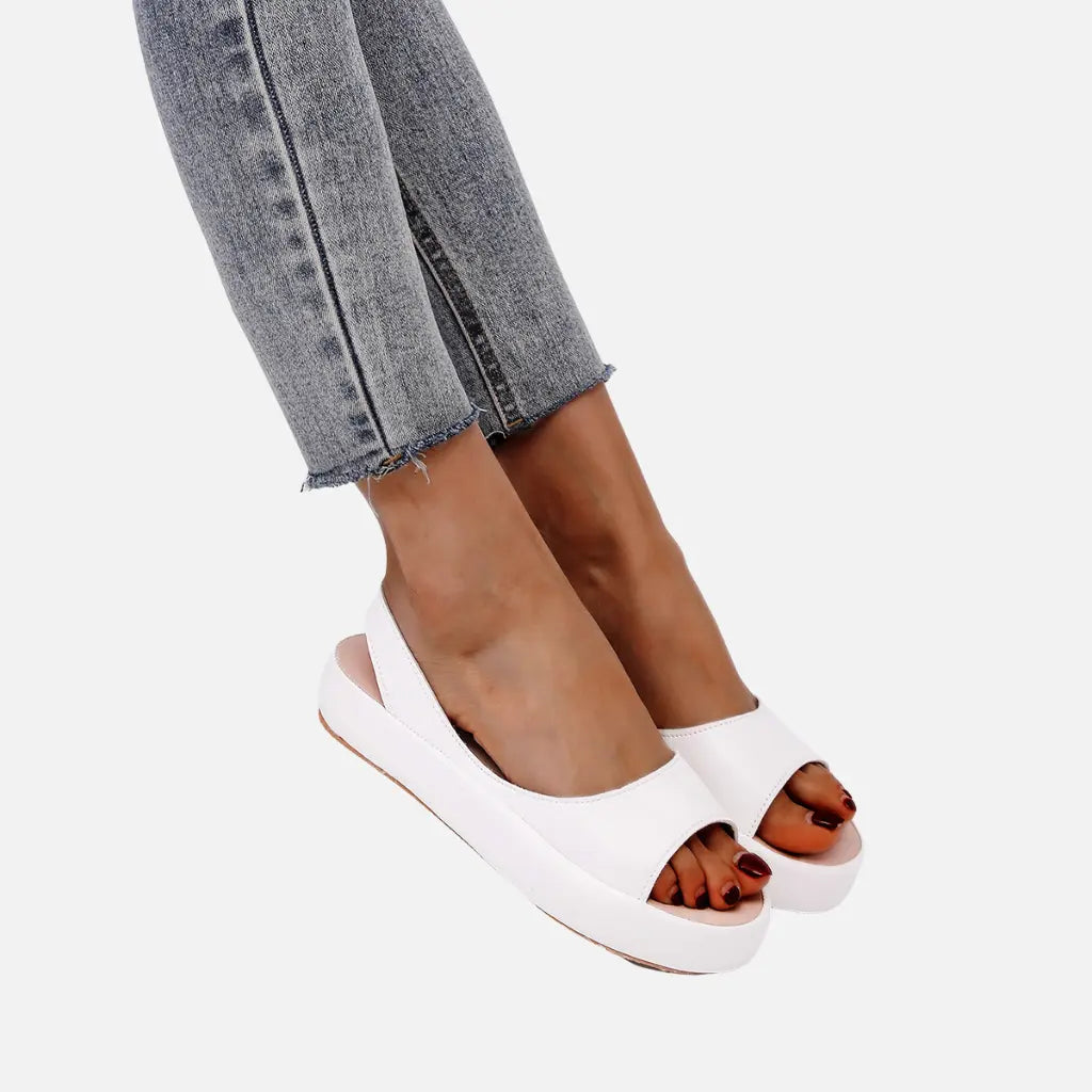 Laurior | Sandales ouvertes en cuir pour femmes avec bride arrière