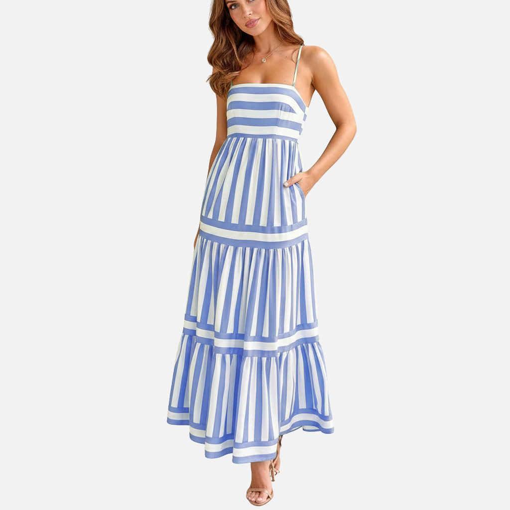 Laurior | Robe longue dos nu pour femme, encolure carrée, style plage