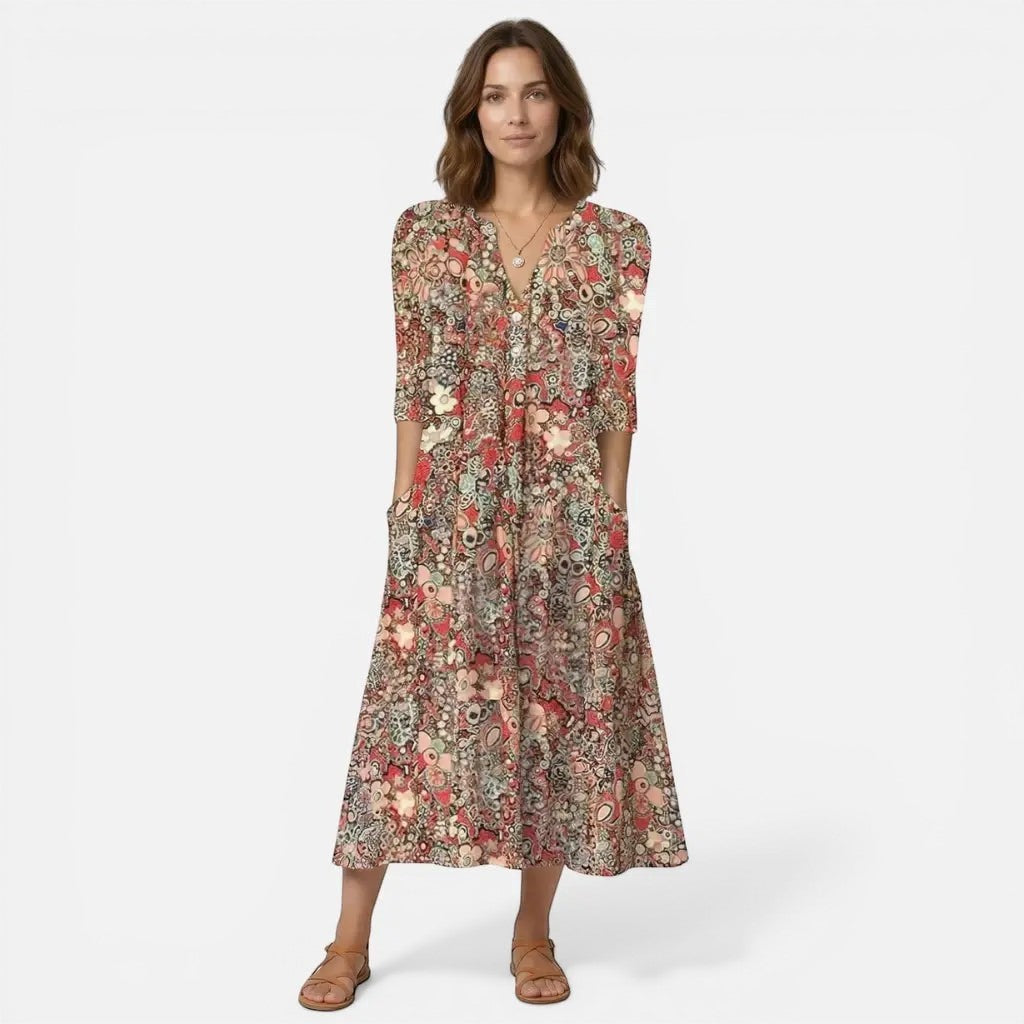 Laurior | Robe Casual Femme Coupe Fluide Vacances Plage Ete Couleur Tendance Mode