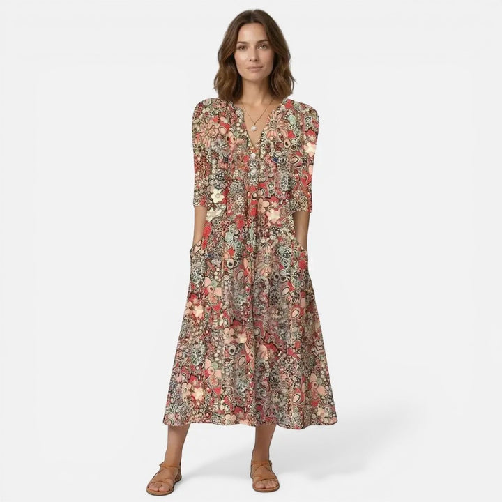 Laurior | Robe Casual Femme Coupe Fluide Vacances Plage Ete Couleur Tendance Mode