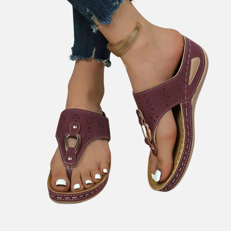 Laurior | Tongs compensées pour femme à semelle légère en caoutchouc