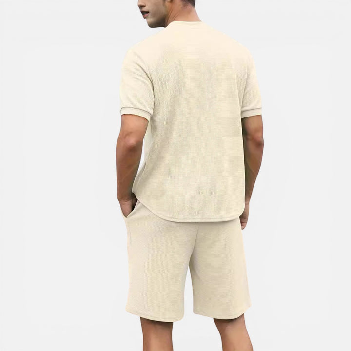 Laurior | Ensemble chemise zippée à manches courtes et pantalon pour homme