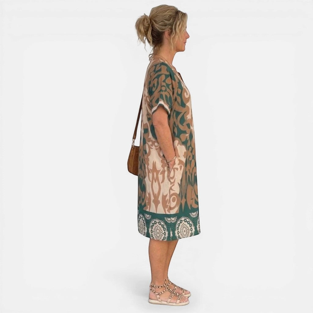 Laurior | Robe longue décontractée pour femme, col en V, tenue d’été facile