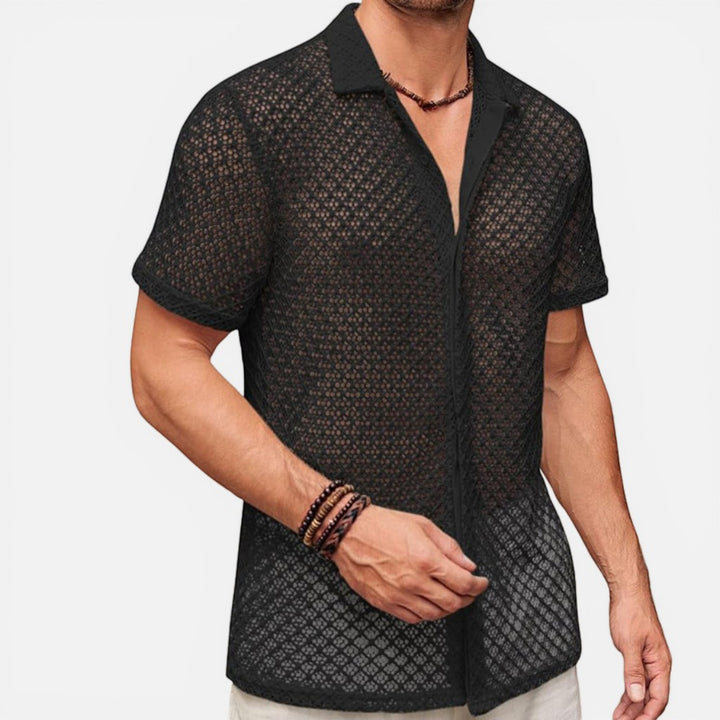 Laurior | Chemise en maille de luxe pour homme Vêtements de plage d'été respirants, léger et élégant, idéale pour l'été.
