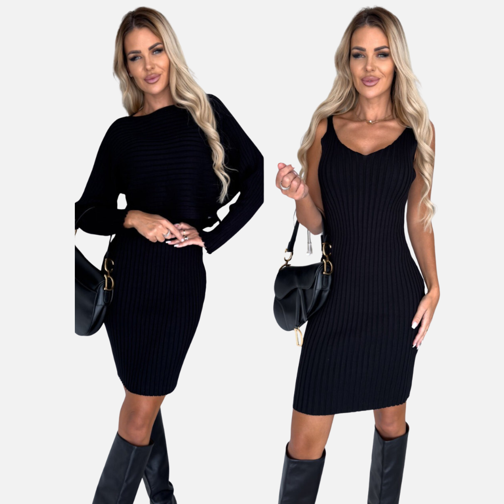 Laurior | Ensemble Top Maille Ajusté et Jupe Moulante Femme