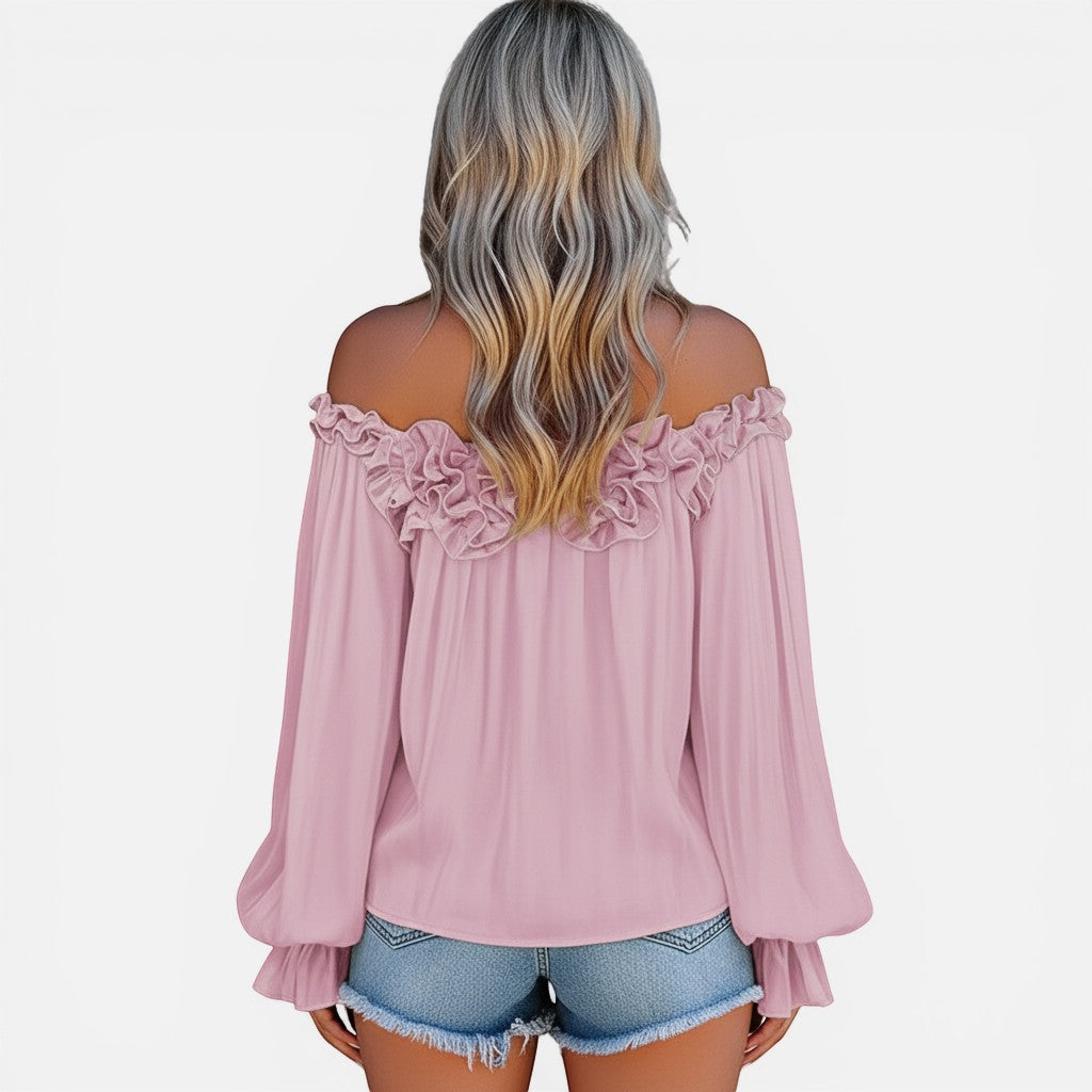 Laurior | Chemisier à manches volantées pour femme Haut ample décontracté