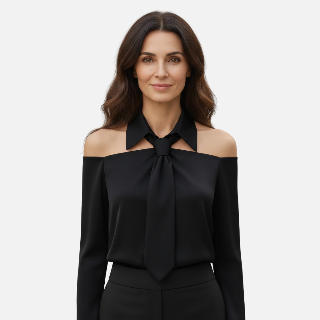 Laurior | Chemisier à manches longues et col bénitier pour femme, pour le printemps