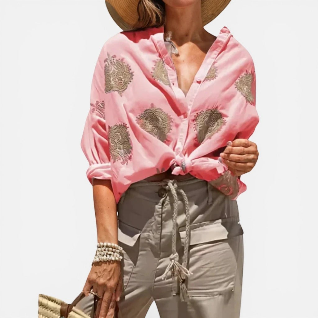 Laurior | Blouse imprimée élégante pour femme, coupe ample flatteuse