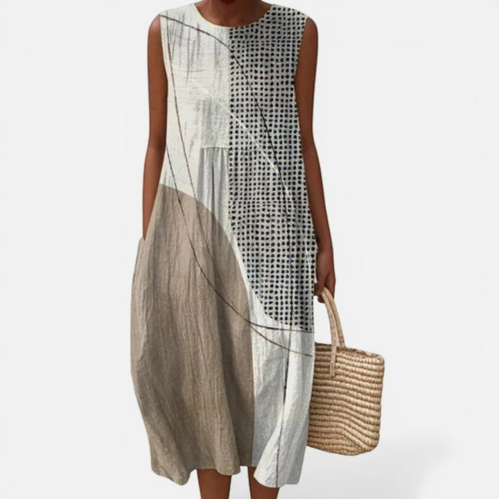 Laurior | Robe sans manches intemporelle avec taille plissée – Confort optimal, modèle élégant en tissu doux