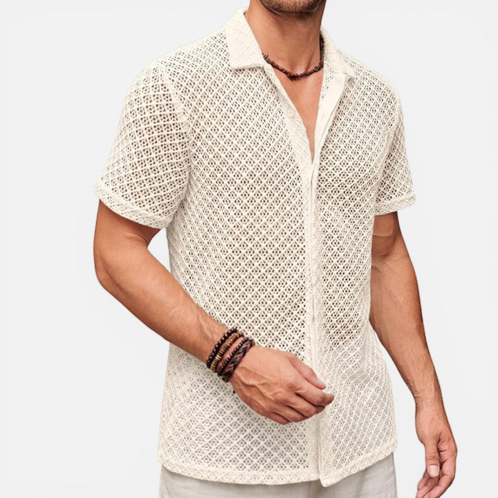 Laurior | Chemise en maille de luxe pour homme Vêtements de plage d'été respirants en tissu léger et élégant.