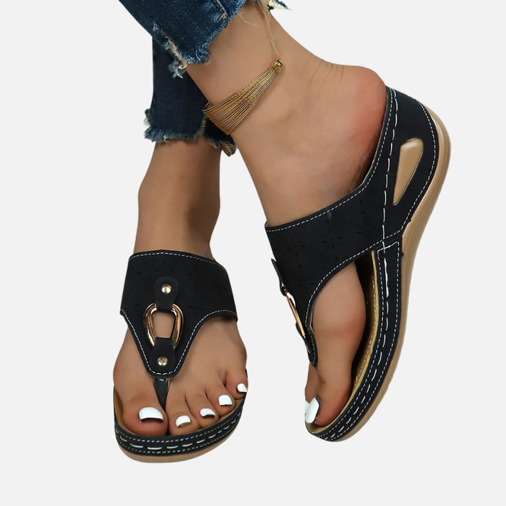 Laurior | Tongs compensées pour femme à semelle légère en caoutchouc