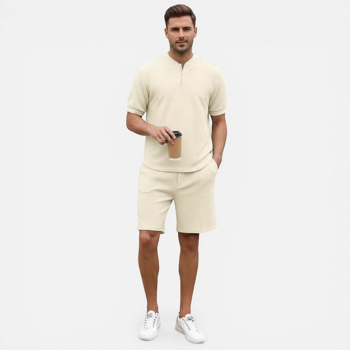 Laurior | Ensemble chemise zippée à manches courtes et pantalon pour homme