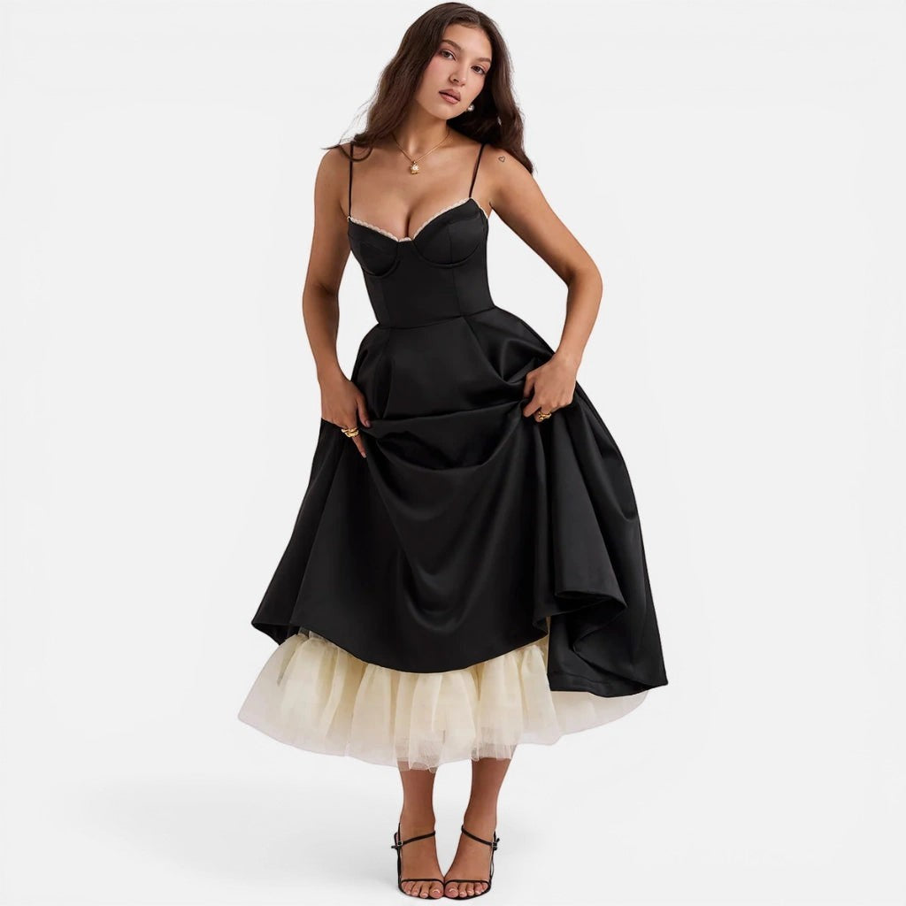 Laurior | Robe longue en satin pour femme, coupe élégante, tenue de soirée formelle