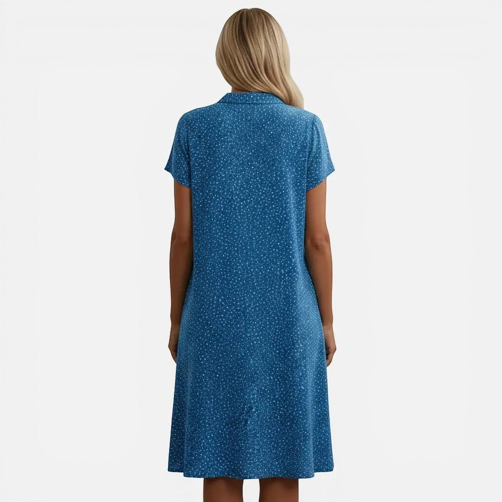 Laurior | Robe midi à pois pour femme, coupe décontractée et légère - vue arrière du modèle