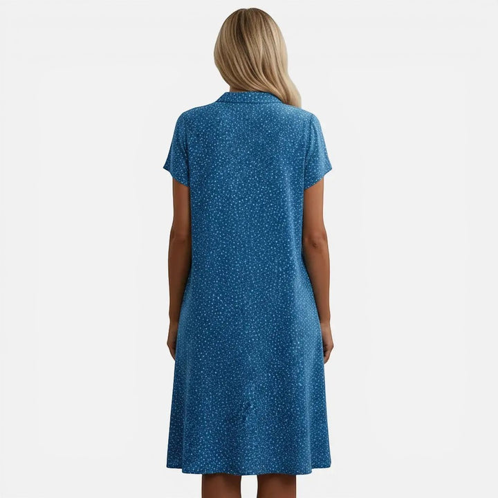 Laurior | Robe midi à pois pour femme, coupe décontractée et légère - vue arrière du modèle