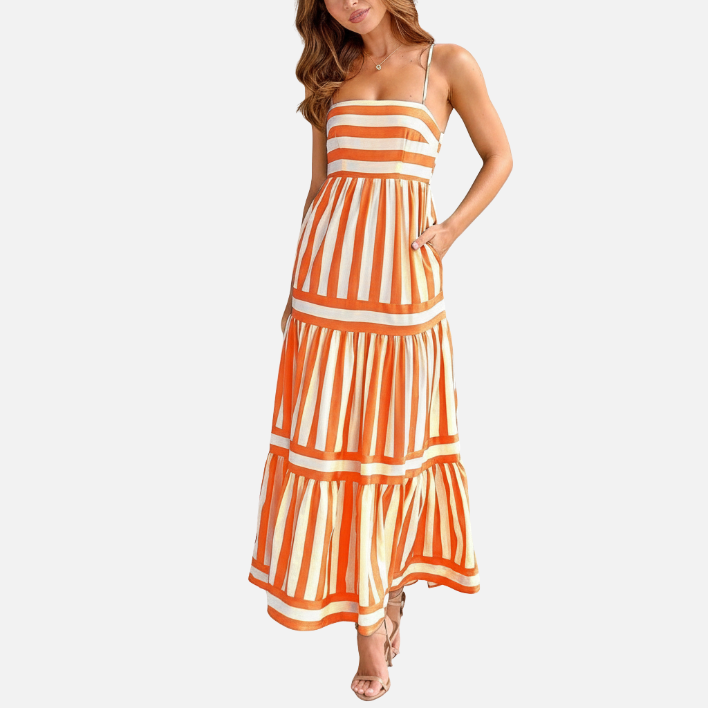 Laurior | Robe longue dos nu pour femme, encolure carrée, style plage