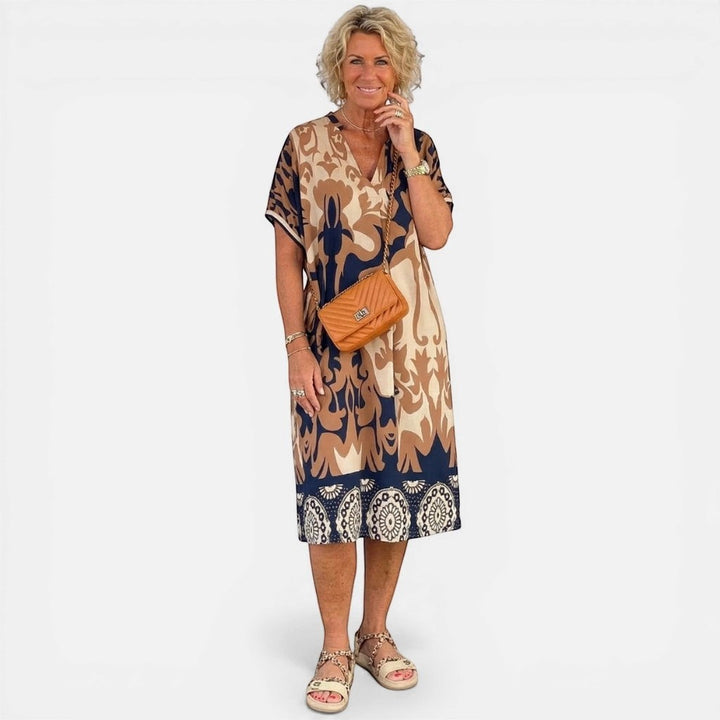 Laurior | Robe longue décontractée pour femme, col en V, tenue d’été facile