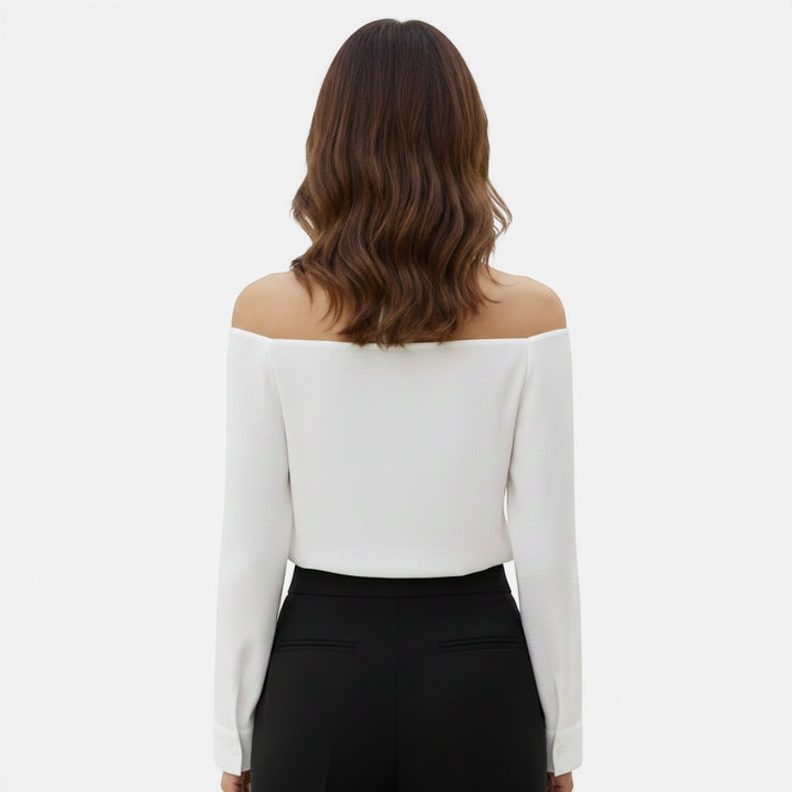 Laurior | Chemisier à manches longues et col bénitier pour femme, pour le printemps