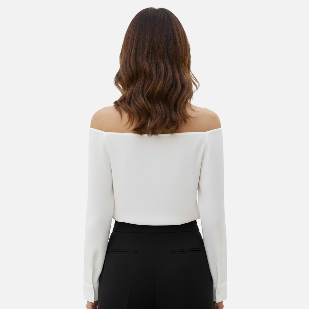 Laurior | Chemisier à manches longues et col bénitier pour femme, pour le printemps