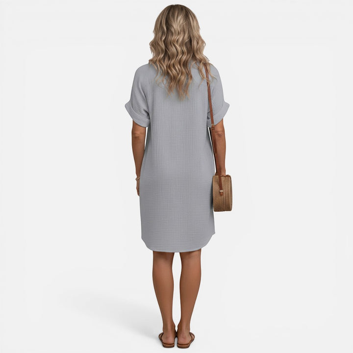 Laurior | Robe chemise à col en V et boutons pour femme