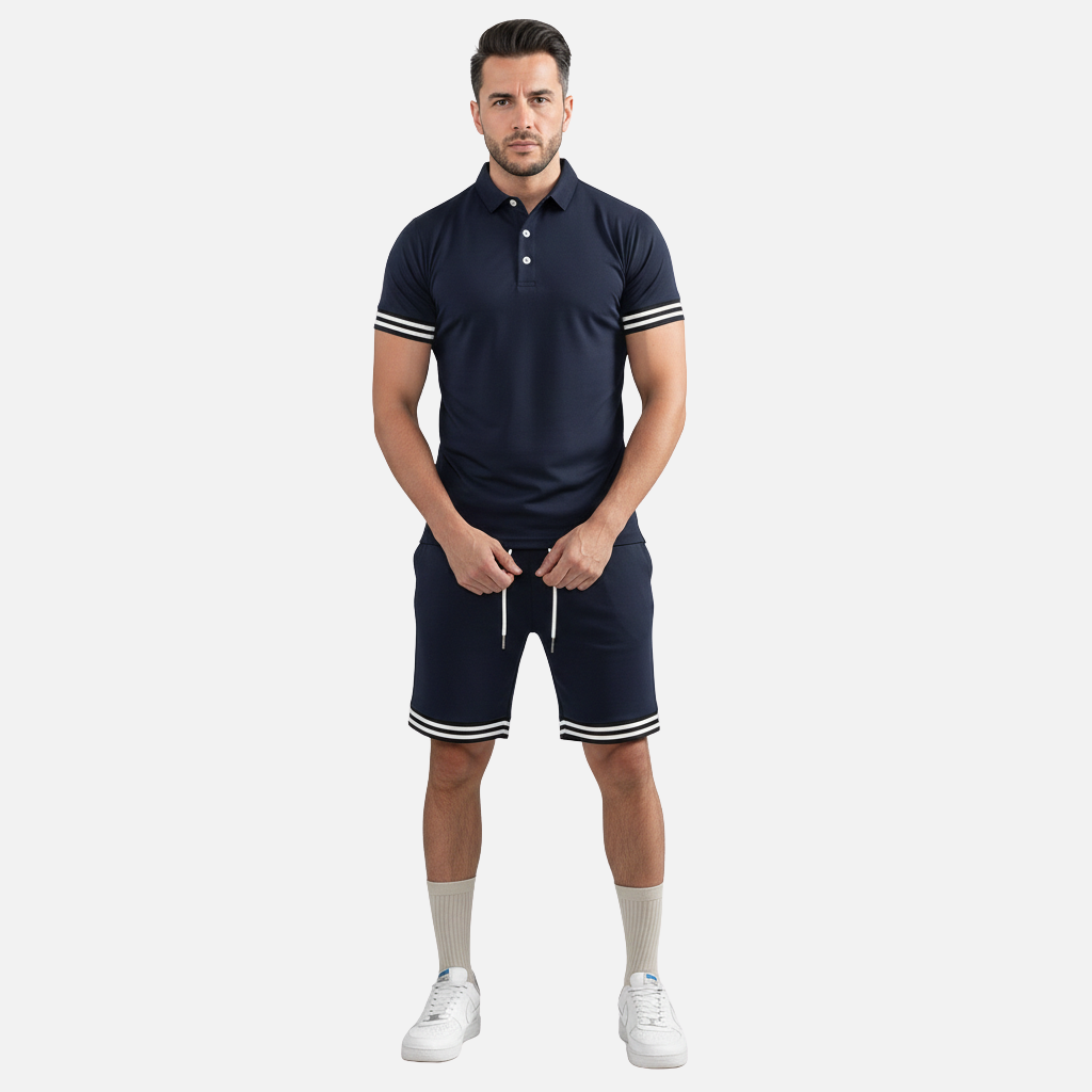 Laurior | Ensemble assorti polo et short d'été pour homme  tenue décontractée