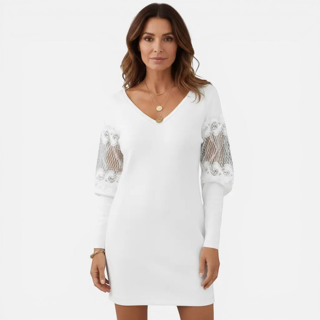 Laurior | Robe élégante à col en V en dentelle pour femmes, idéale pour les occasions spéciales