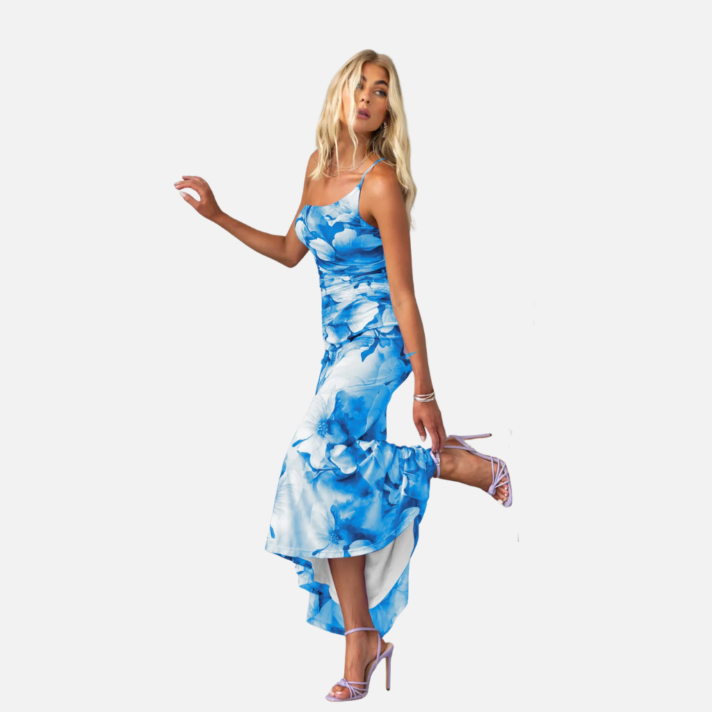 Laurior | Robe Maxi Élégante d’Été Femme à Une Épaule Coupe Ajustée