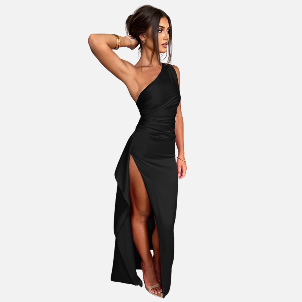 Laurior | Robe dos nu en satin pour femme coupe ajustée tenue formelle