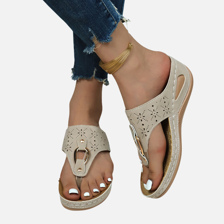 Laurior | Tongs compensées pour femme à semelle légère en caoutchouc