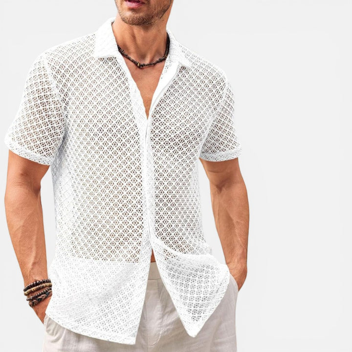 Laurior | Chemise en maille de luxe pour homme Vêtements de plage d'été respirants, élégante et légère.