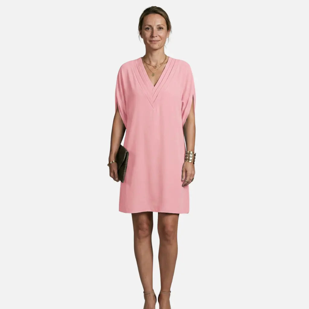 Laurior | Robe midi plissée élégante à col en V pour femme