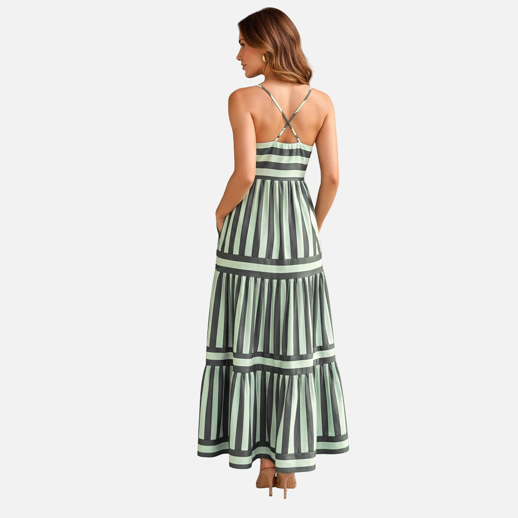 Laurior | Robe longue dos nu pour femme, encolure carrée, style plage