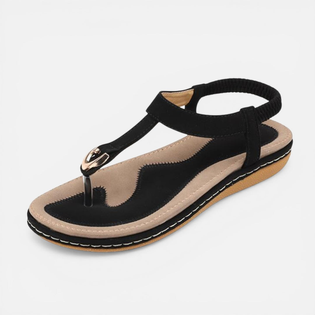 Laurior | Sandales plateforme décontractées pour femme avec bride à la cheville, style noir élégant et confortable.