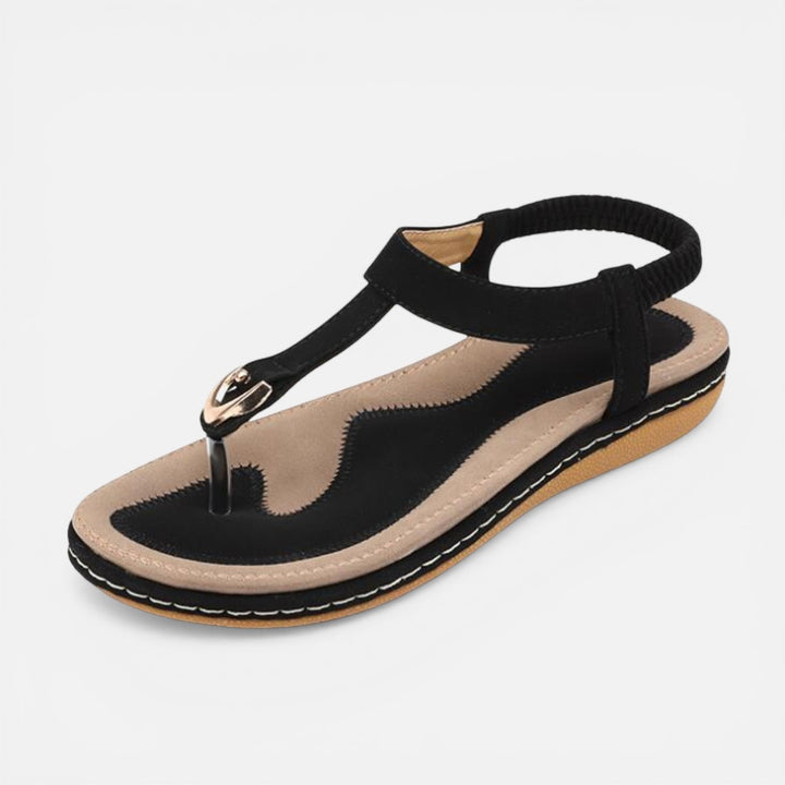 Laurior | Sandales plateforme décontractées pour femme avec bride à la cheville, style noir élégant et confortable.
