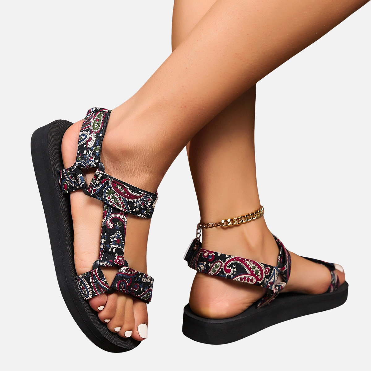 Laurior | Sandales plates pour femmes en fibres naturelles, confortables pour l'été