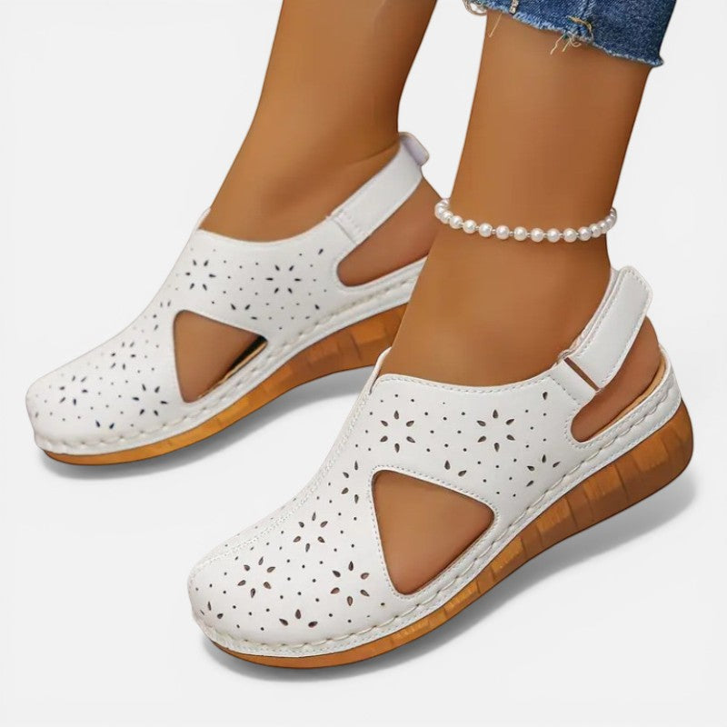 Laurior | Sandales compensées femme maintien été avec semelle amortie et design léger, parfaites pour l'été.