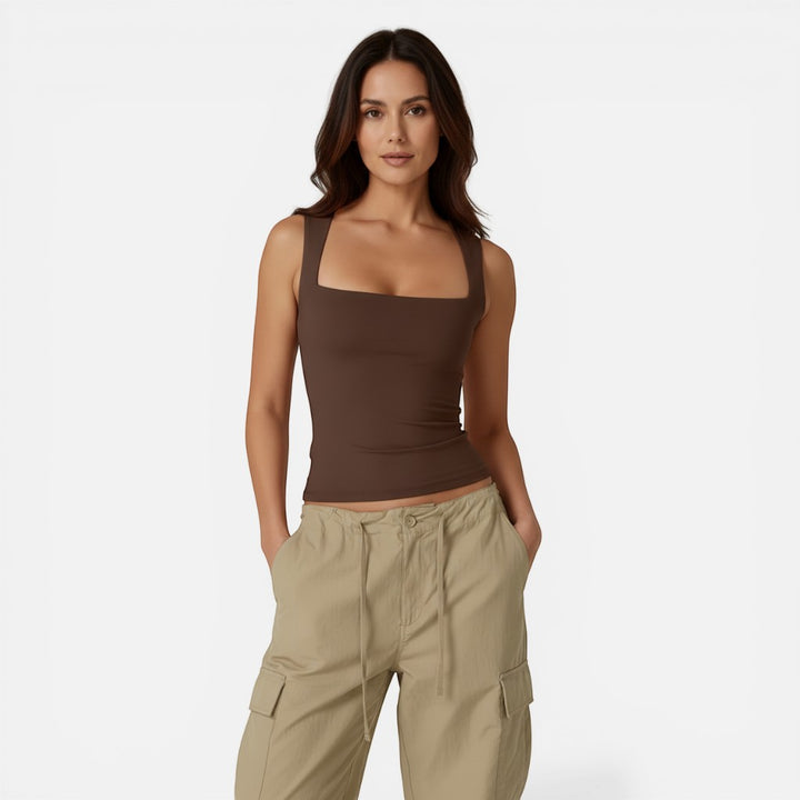 Laurior | Débardeur slim fit à encolure carrée pour femme, idéal pour l'été