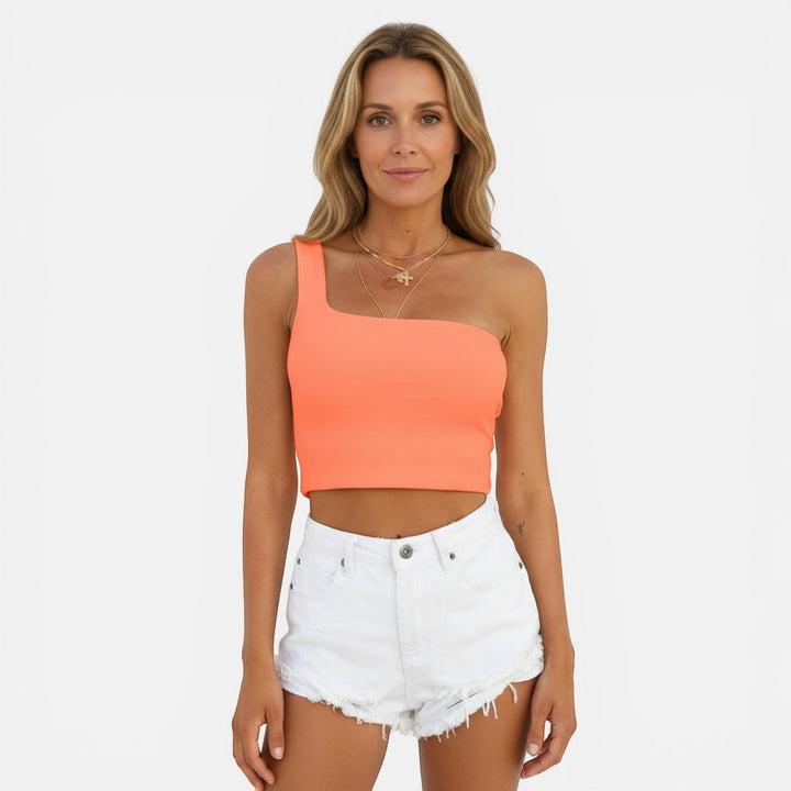 Laurior | Haut court d'été ajusté à une épaule pour femme