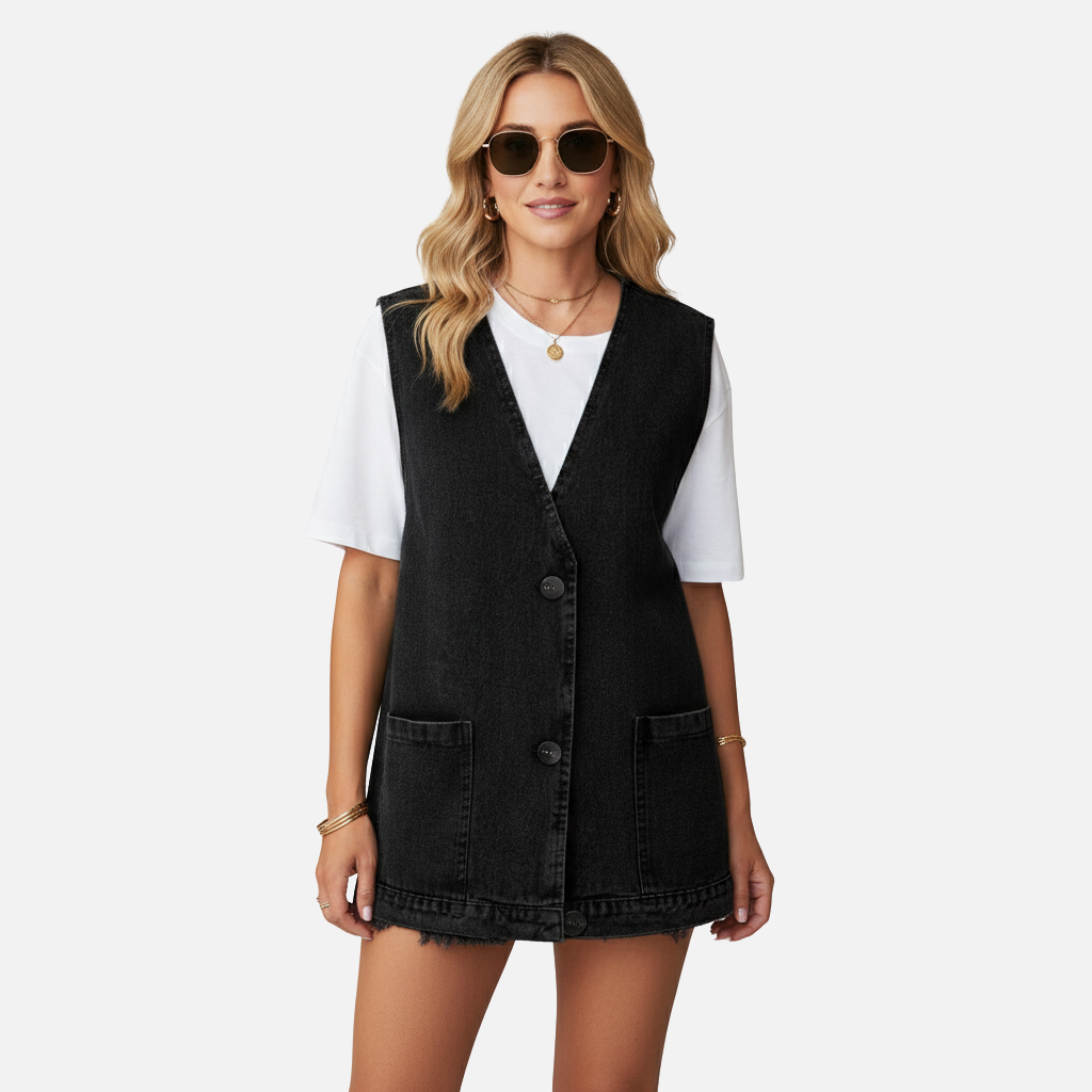 Laurior | Gilet en denim ajusté pour femme Coupe structurée