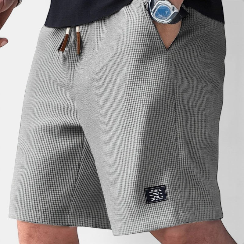 Laurior | Short en Maille Homme Doux Structuré Style Décontracté en tissu à petits carreaux.